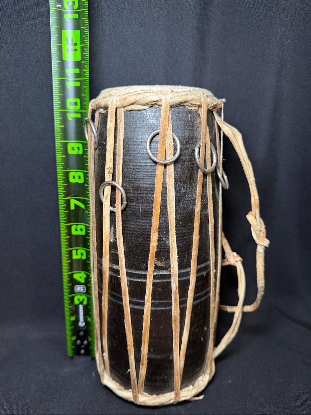 Turkish two-headed tunable hand drum (dholak) masterfully